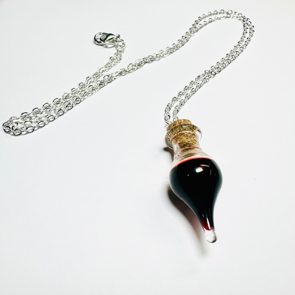 Handmade Glass Blood Vile Resin Necklace